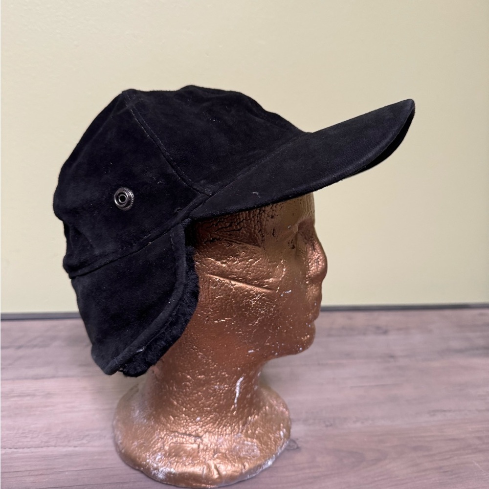 UGG Black Suede Cap with Ear Flaps